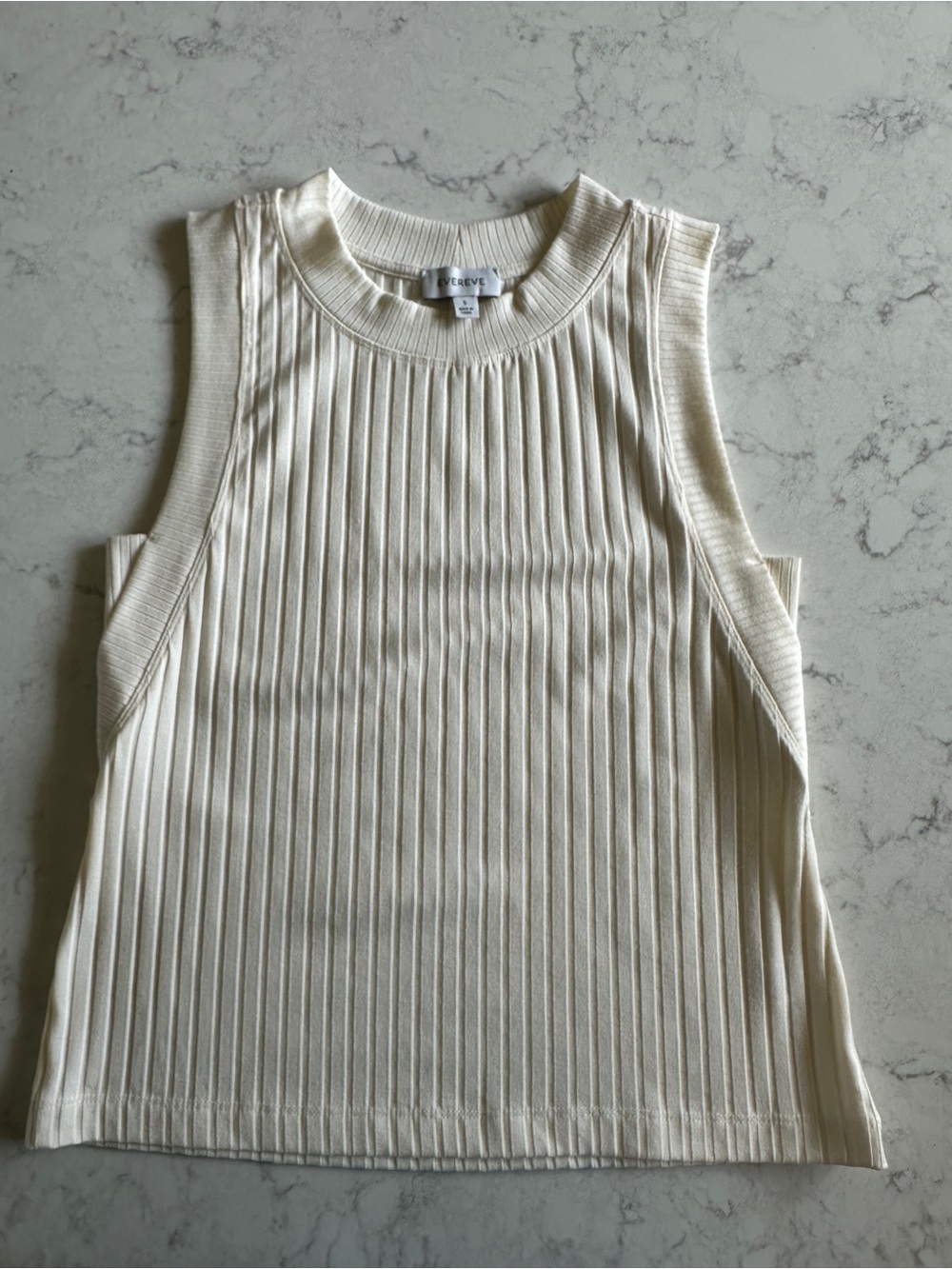 Evereve Ribbed Sleeveless Tank Top in Ivory